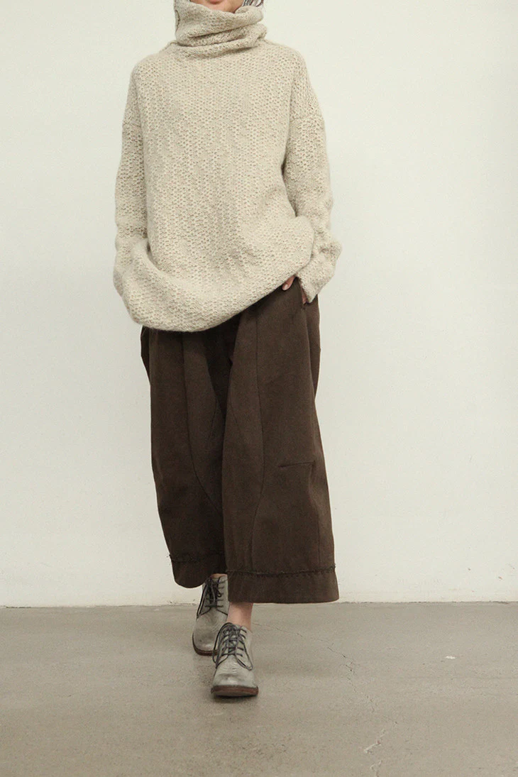 pengtai cotton and wool blended double pleated wide cotton twill pants M022 - Image 22