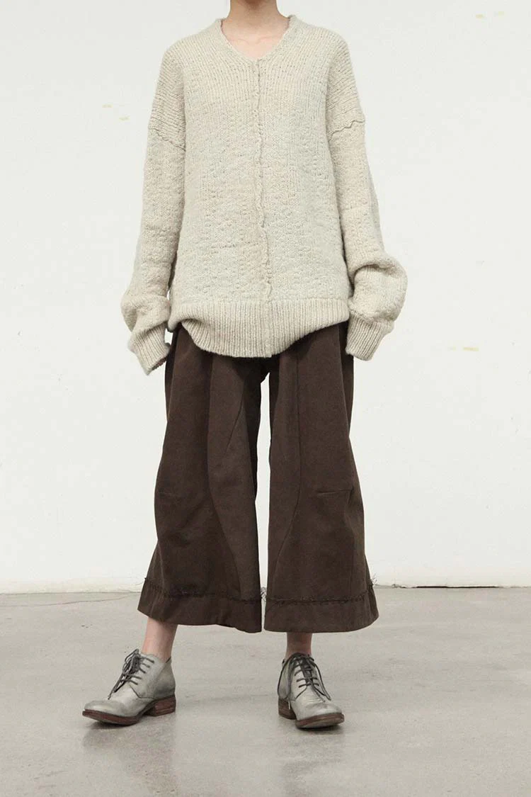 pengtai cotton and wool blended double pleated wide cotton twill pants M022 - Image 23