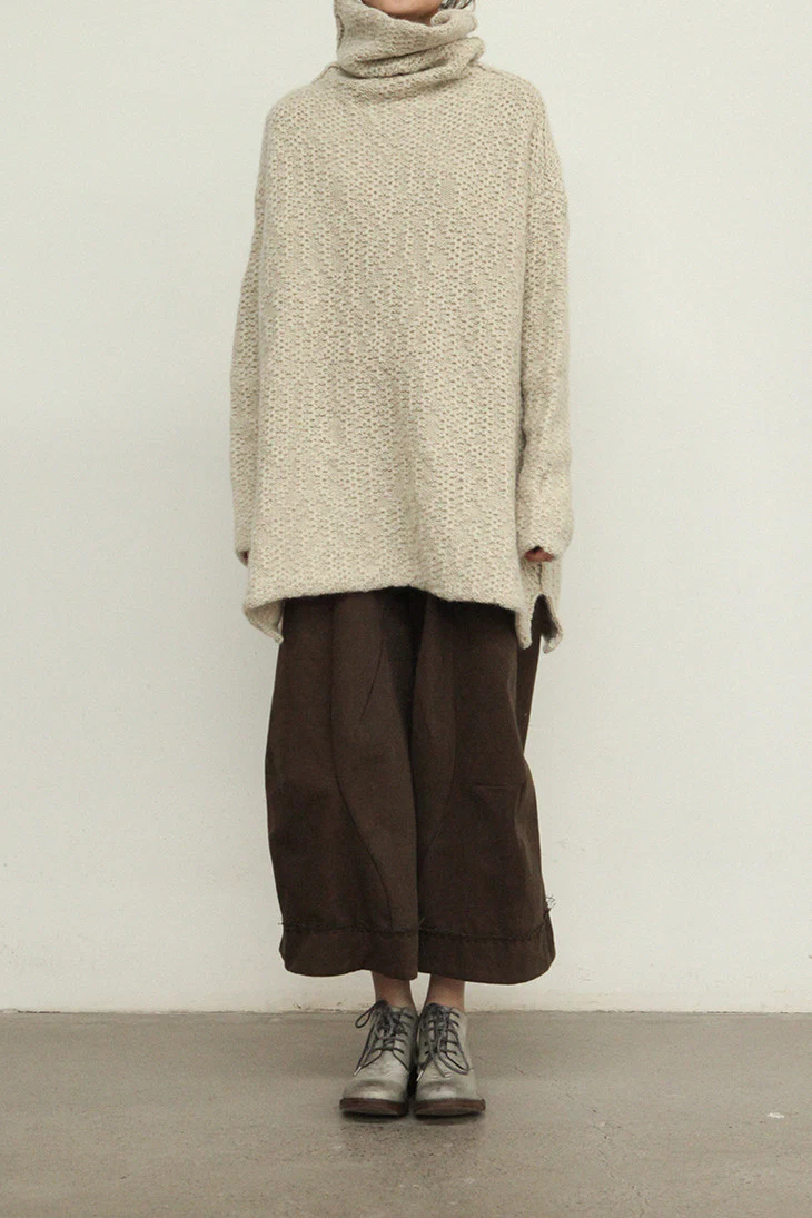 pengtai cotton and wool blended double pleated wide cotton twill pants M022 - Image 24
