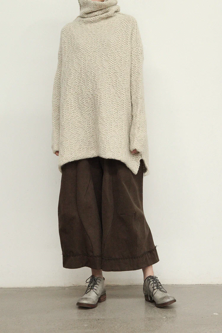 pengtai cotton and wool blended double pleated wide cotton twill pants M022 - Image 25