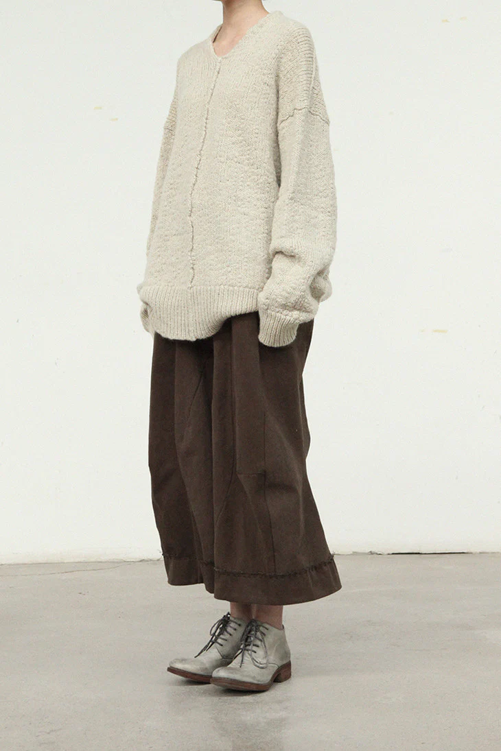 pengtai cotton and wool blended double pleated wide cotton twill pants M022 - Image 27