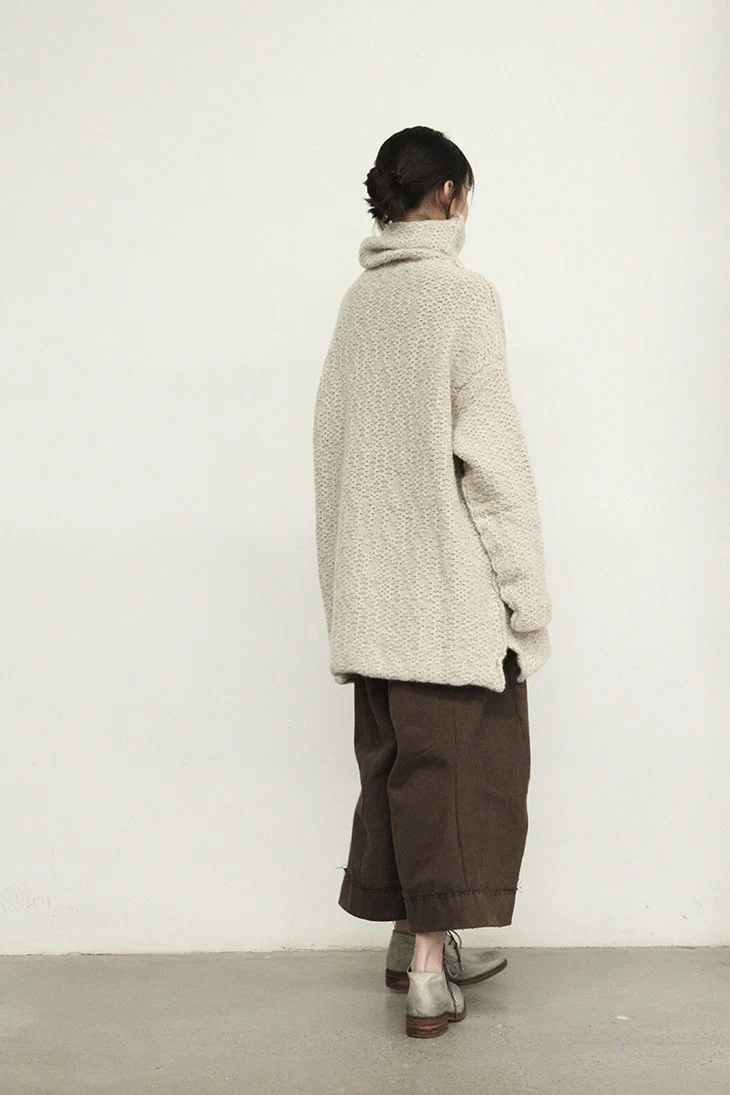 pengtai cotton and wool blended double pleated wide cotton twill pants M022 - Image 28