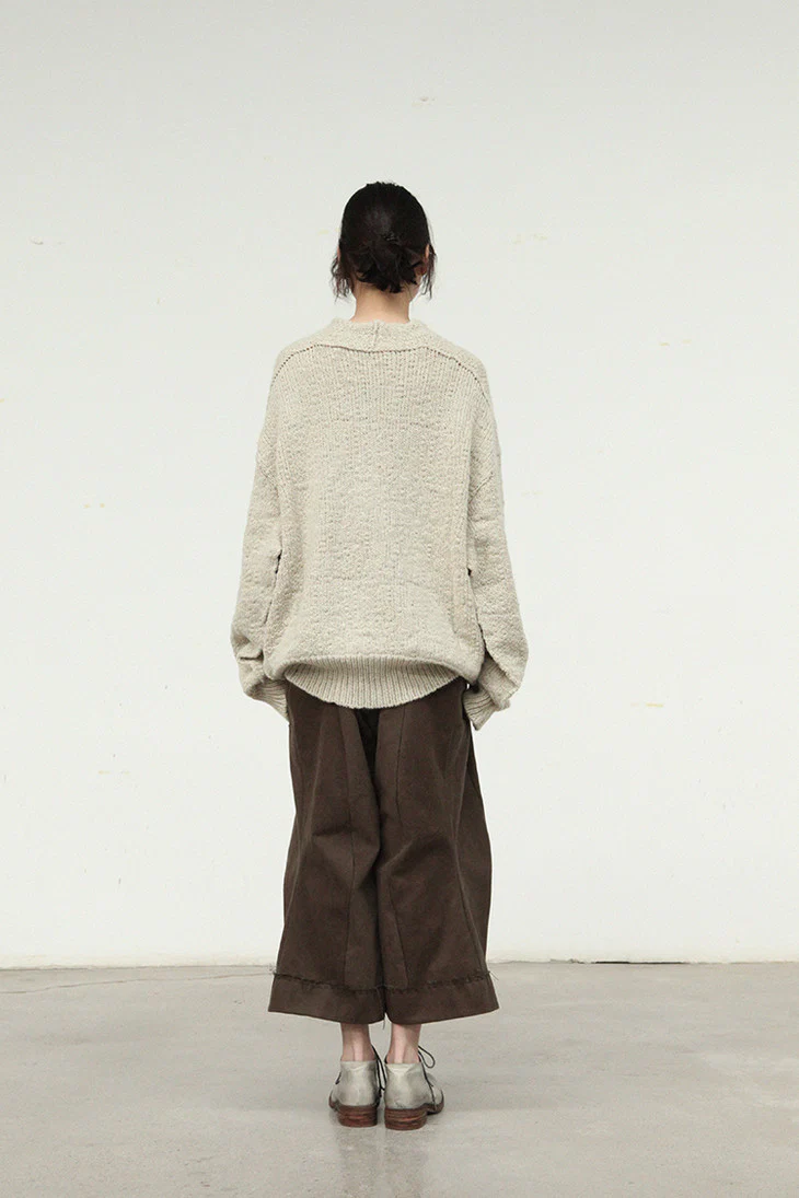 pengtai cotton and wool blended double pleated wide cotton twill pants M022 - Image 29