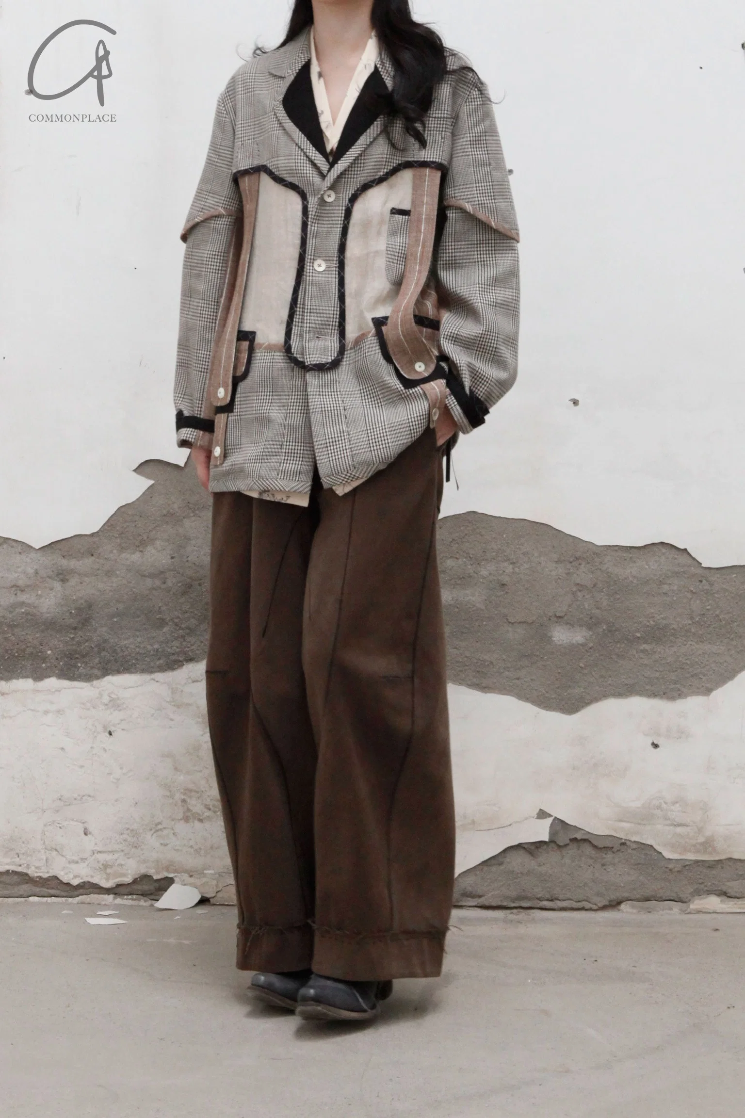 pengtai cotton and wool blended double pleated wide cotton twill pants M022 - Image 34