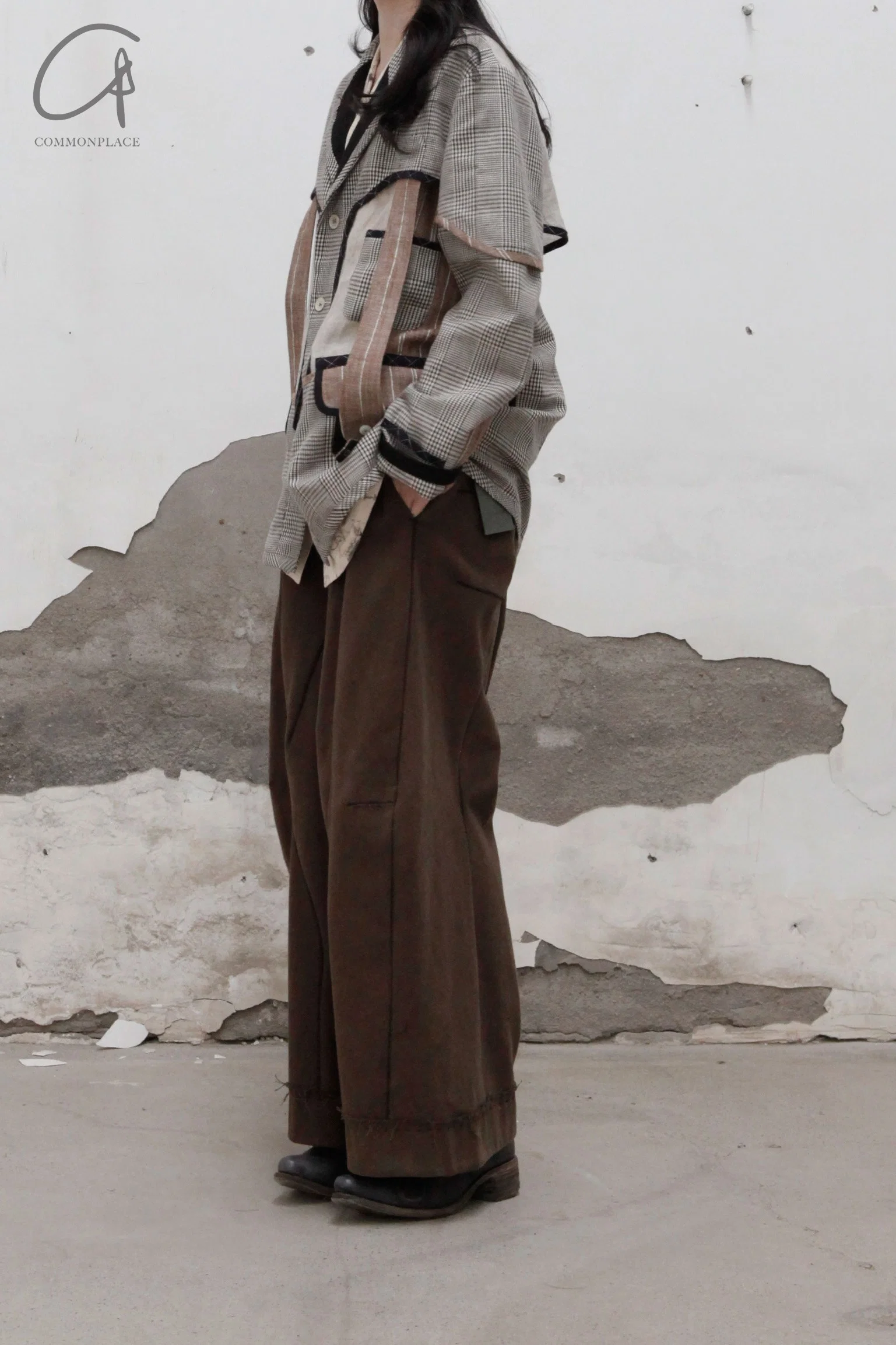 pengtai cotton and wool blended double pleated wide cotton twill pants M022 - Image 37