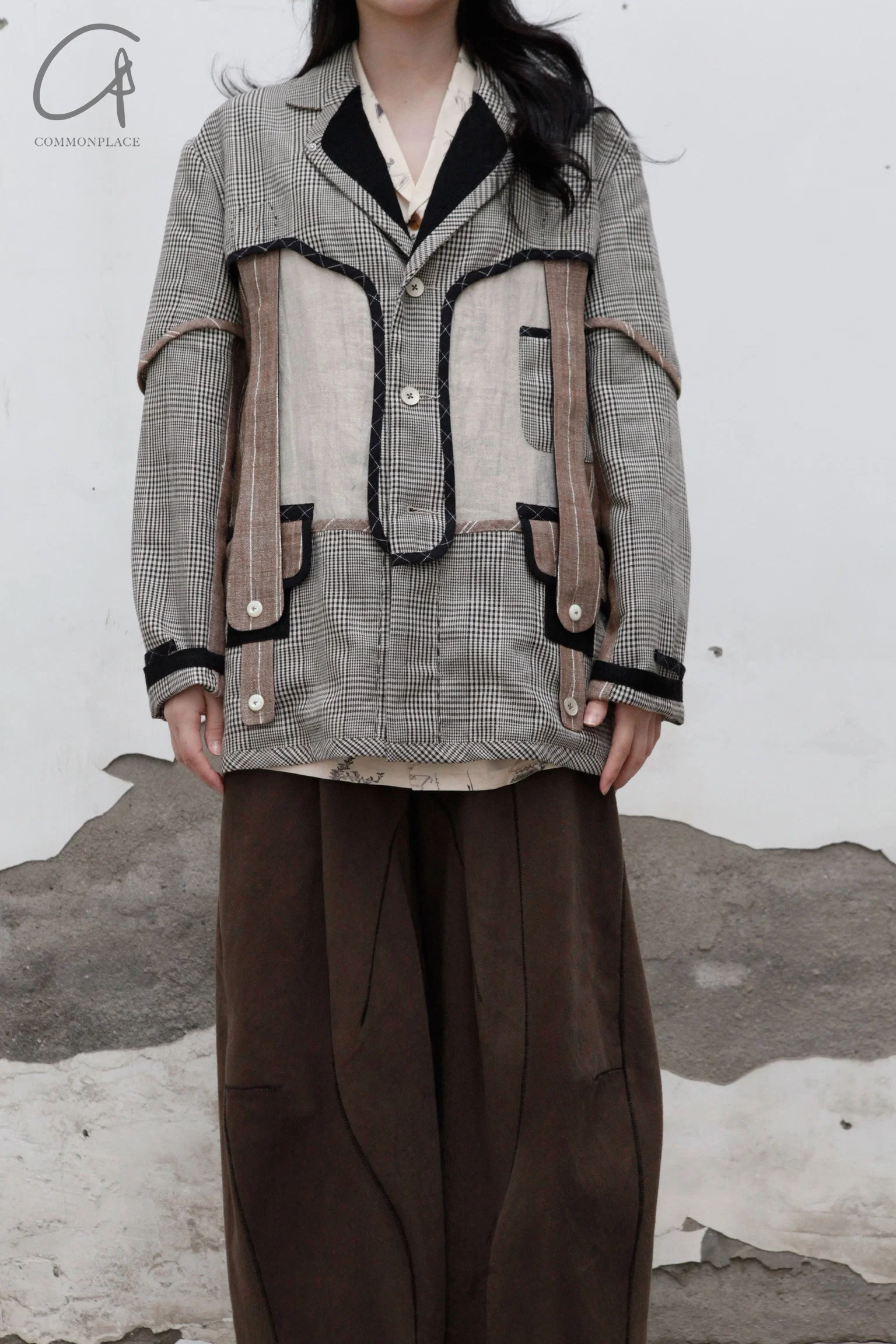 pengtai cotton and wool blended double pleated wide cotton twill pants M022 - Image 38