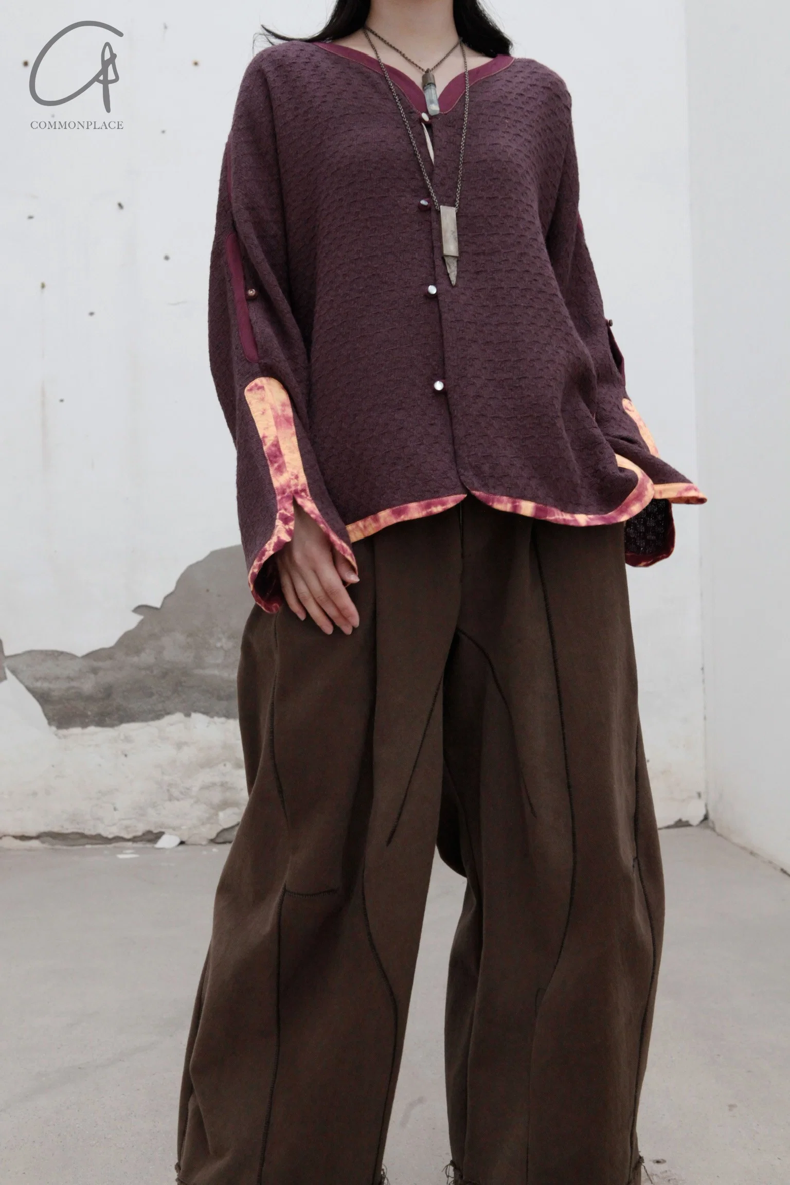 pengtai cotton and wool blended double pleated wide cotton twill pants M022 - Image 42