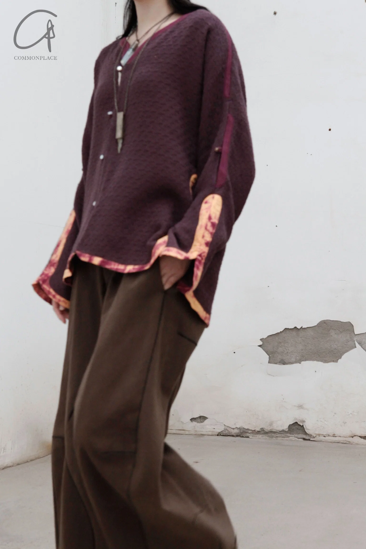 pengtai cotton and wool blended double pleated wide cotton twill pants M022 - Image 43
