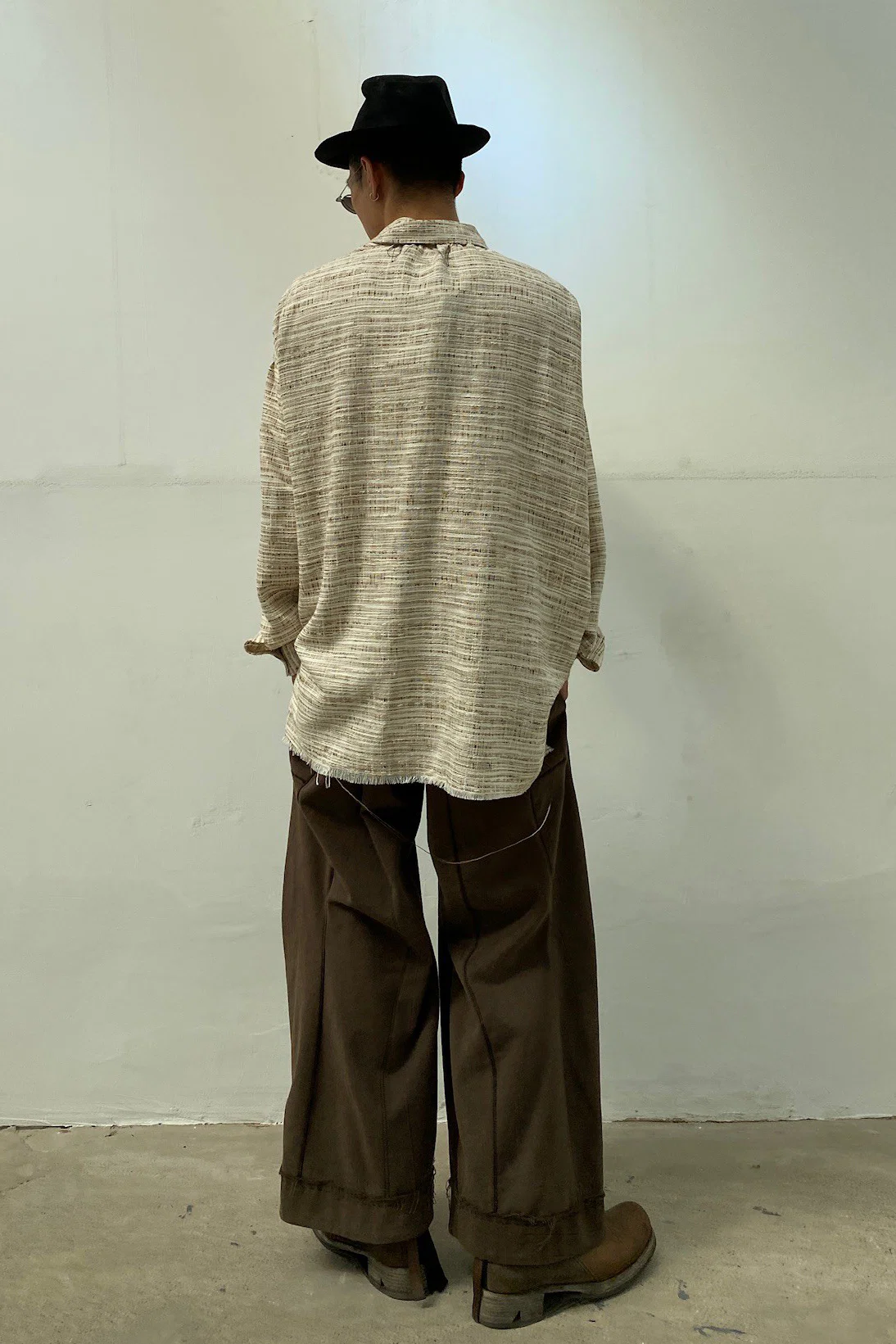 pengtai cotton and wool blended double pleated wide cotton twill pants M022 - Image 50