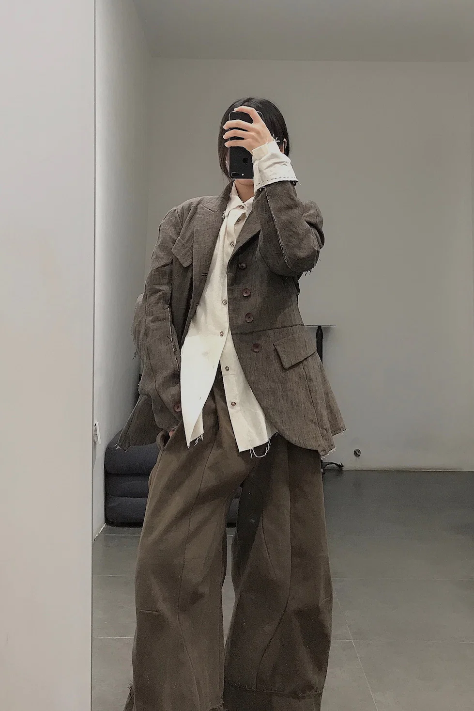 pengtai cotton and wool blended double pleated wide cotton twill pants M022 - Image 56