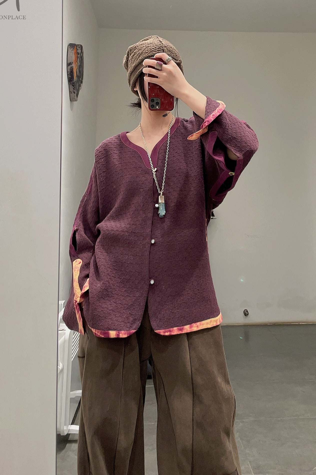 pengtai cotton and wool blended double pleated wide cotton twill pants M022 - Image 58