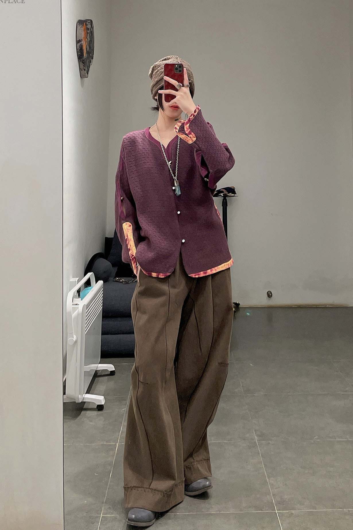 pengtai cotton and wool blended double pleated wide cotton twill pants M022 - Image 64