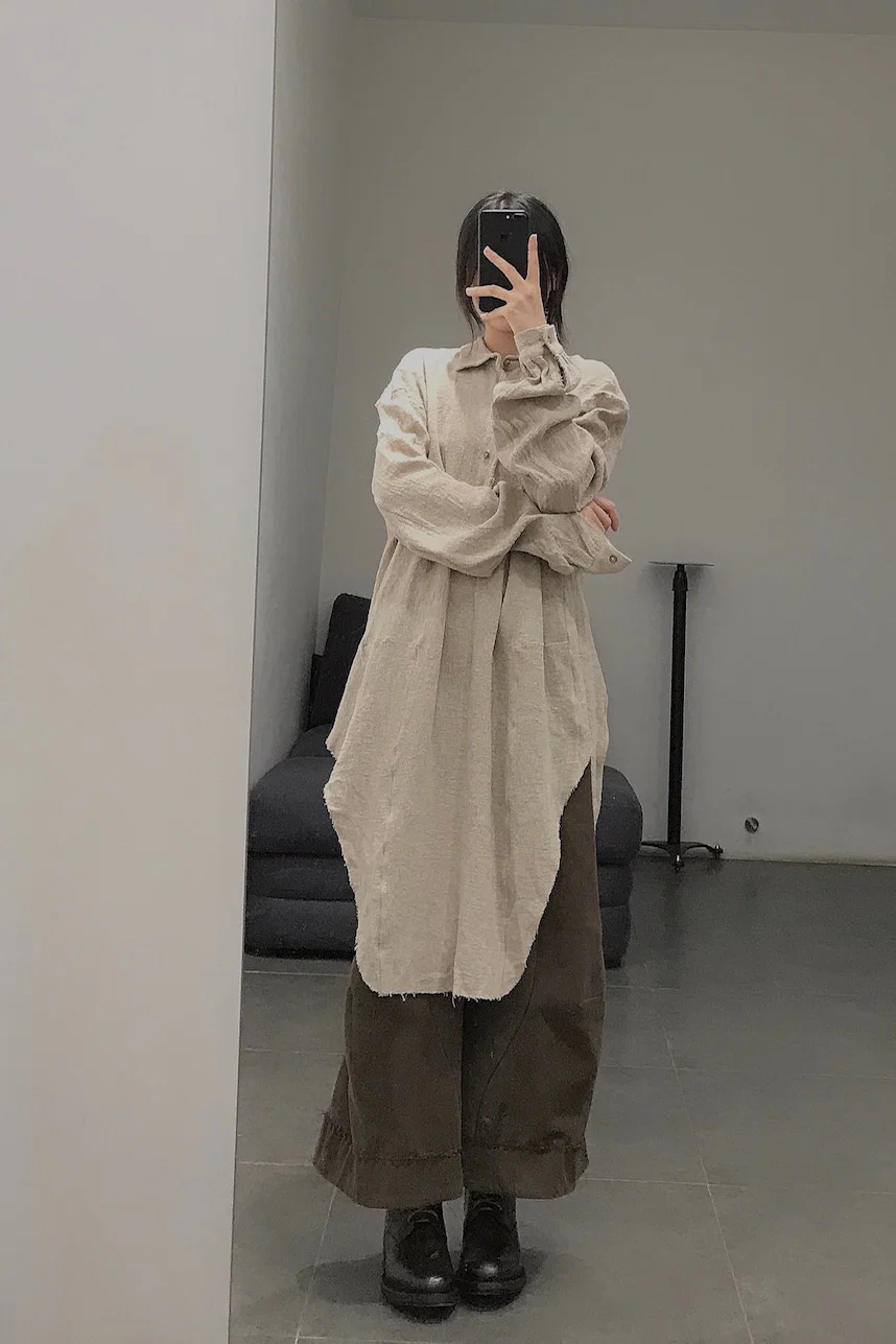 pengtai cotton and wool blended double pleated wide cotton twill pants M022 - Image 67