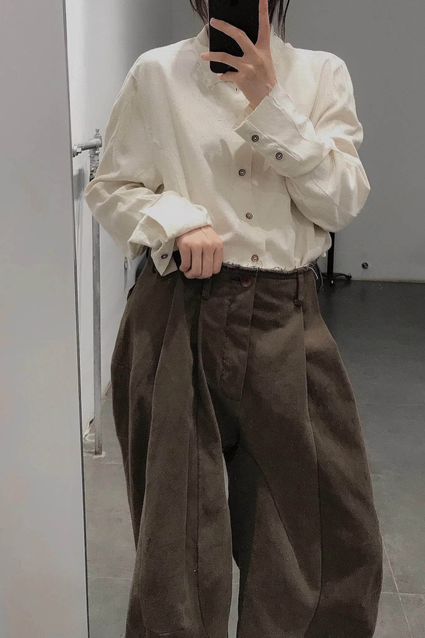 pengtai cotton and wool blended double pleated wide cotton twill pants M022 - Image 69