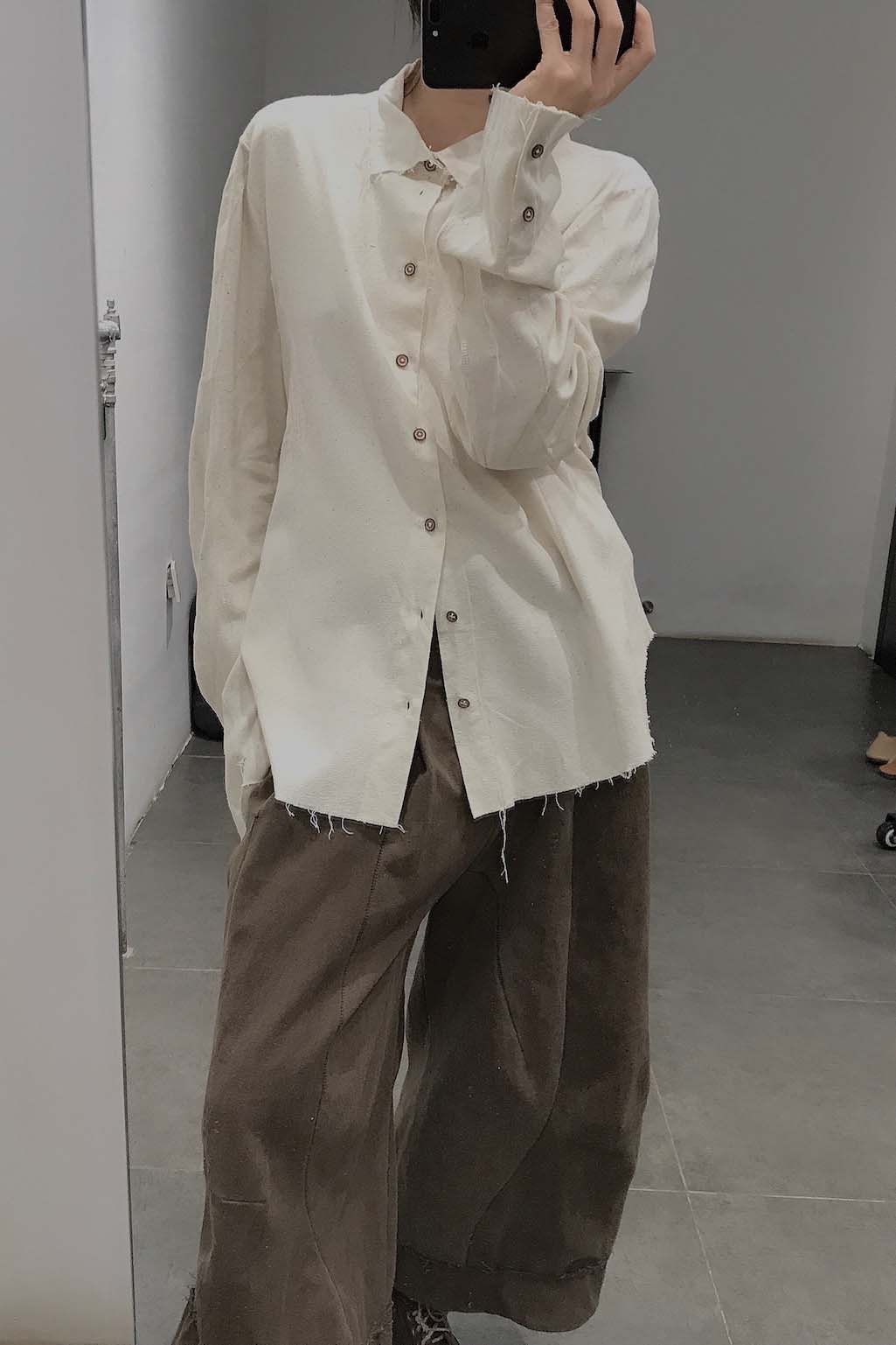 pengtai cotton and wool blended double pleated wide cotton twill pants M022 - Image 70