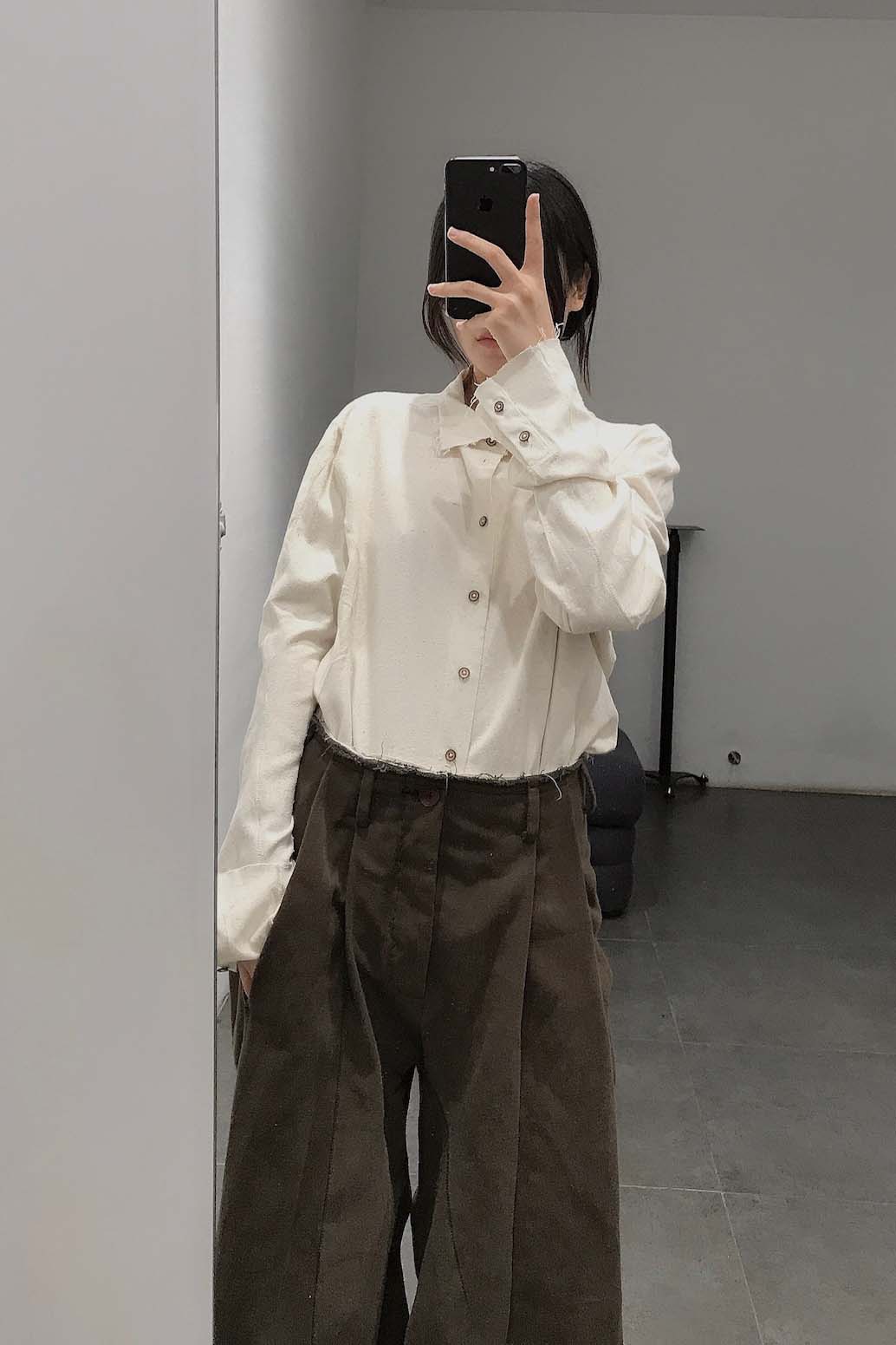 pengtai cotton and wool blended double pleated wide cotton twill pants M022 - Image 72