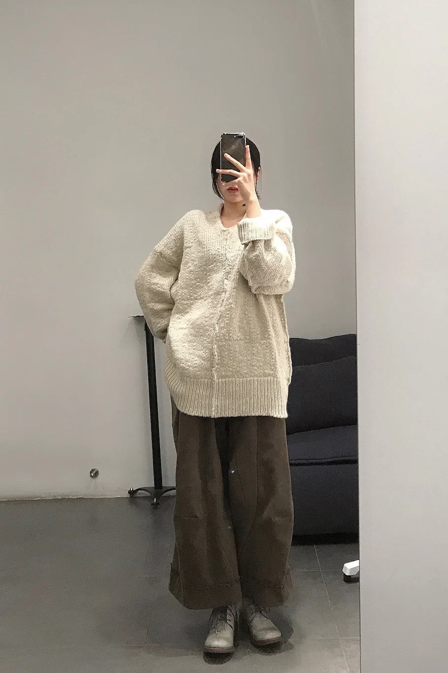 pengtai cotton and wool blended double pleated wide cotton twill pants M022 - Image 83