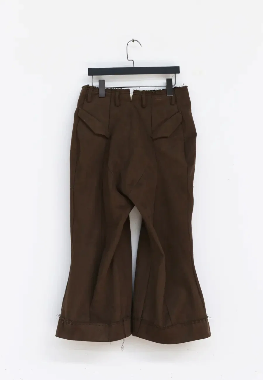 pengtai cotton and wool blended double pleated wide cotton twill pants M022 - Image 9