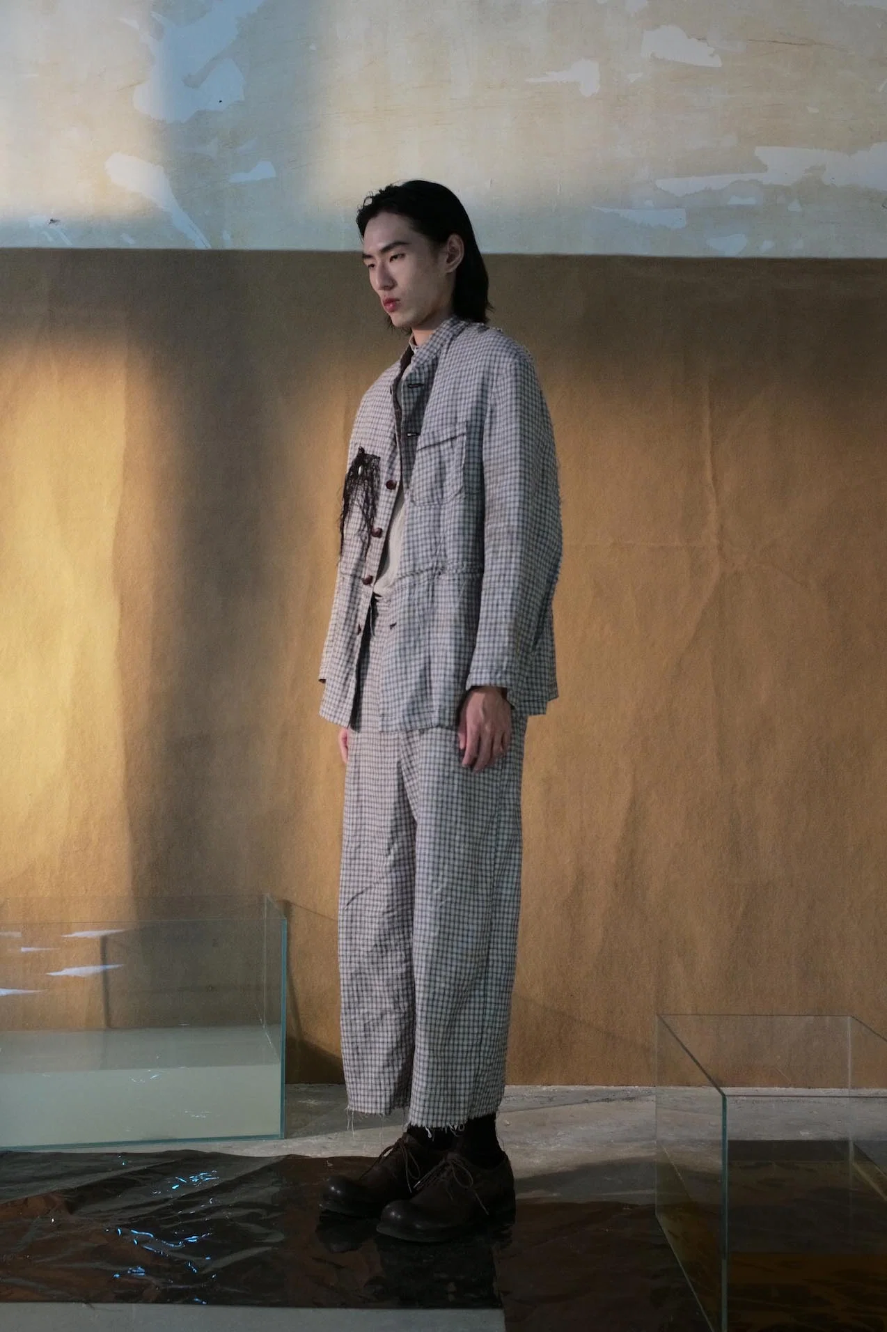 Peng Tai Linen medicine dyed  check trousers M21013 - Image 10