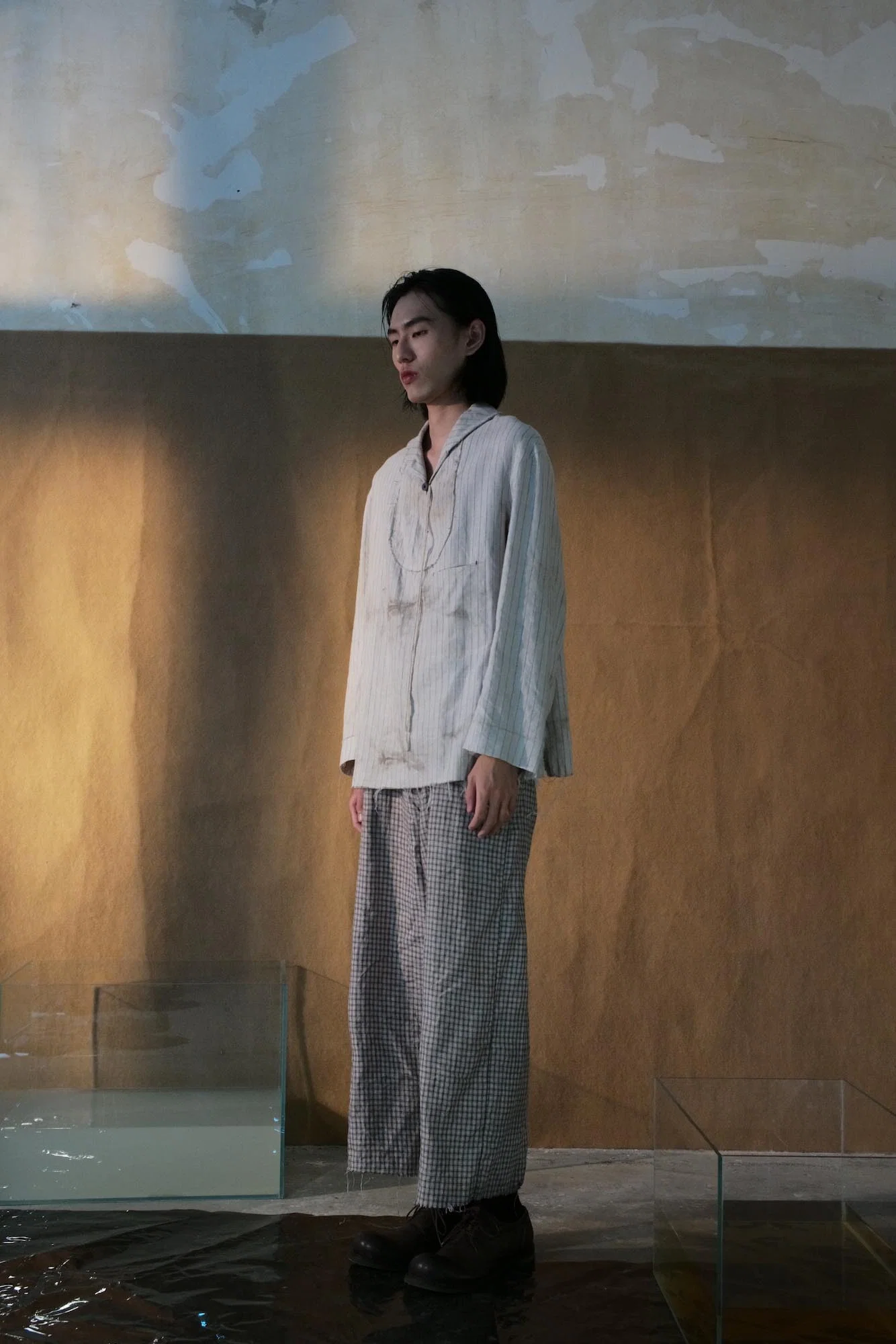Peng Tai Linen medicine dyed  check trousers M21013 - Image 11