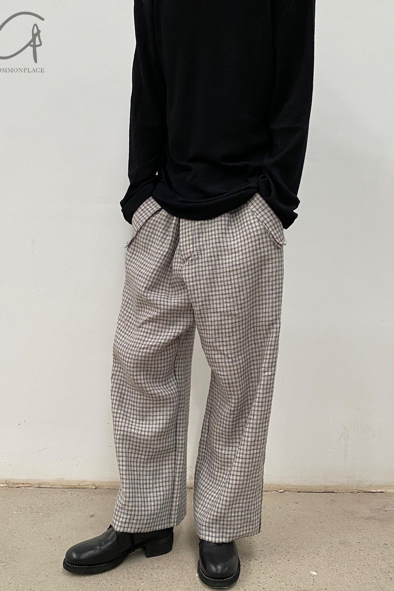 Peng Tai Linen medicine dyed  check trousers M21013 - Image 3