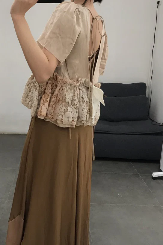 pengtai hand dyed deep V-neck tie top S20037 - Image 5