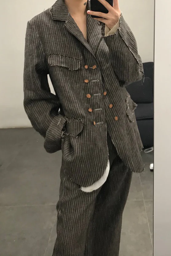 pengtai hand-stitched double-breasted jacket S20311 - Image 18