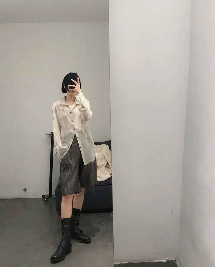 pengtai hand-stitched pinstripe shorts S20300 - Image 13
