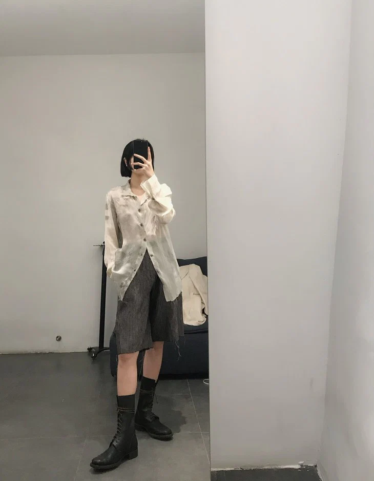 pengtai hand-stitched pinstripe shorts S20300 - Image 14