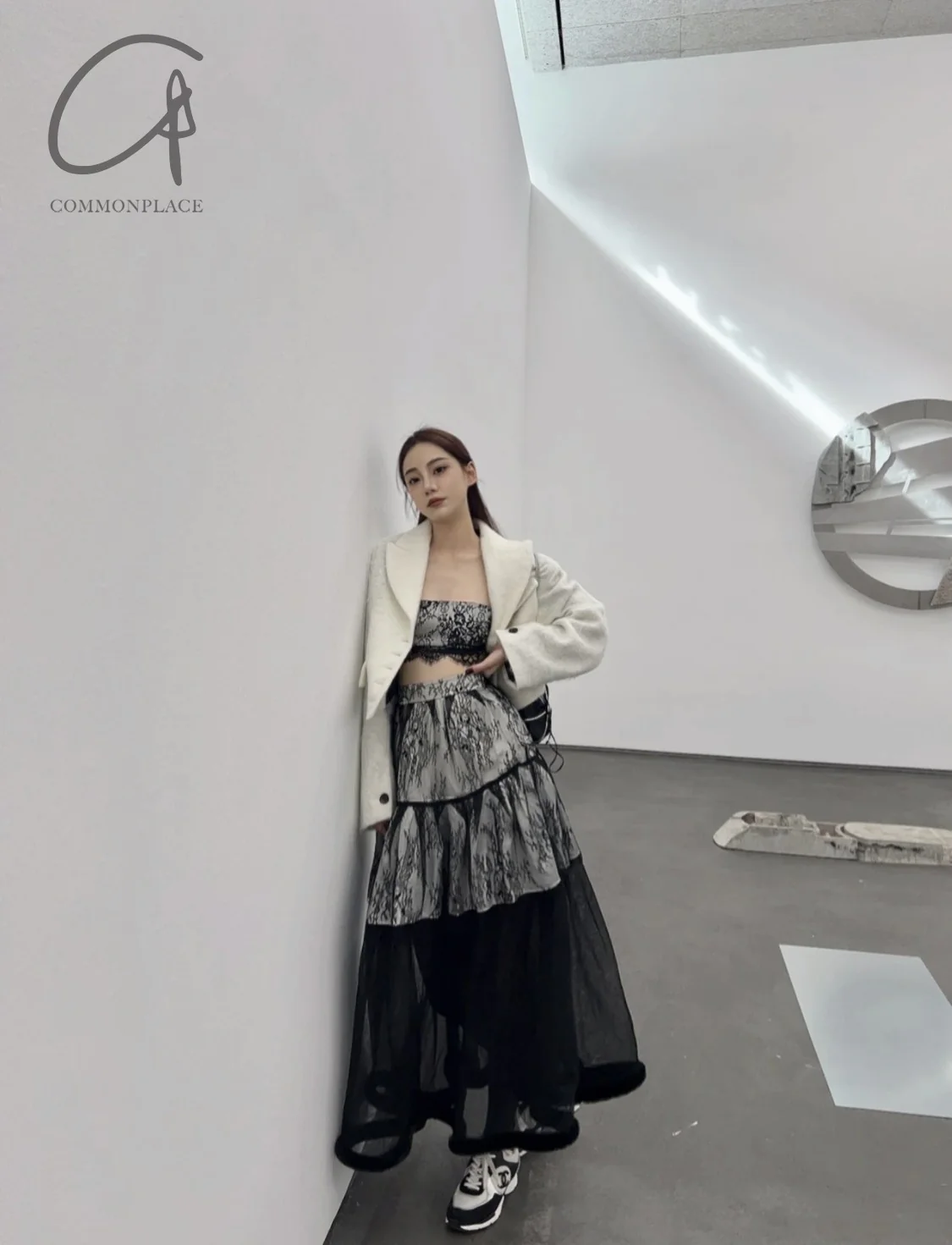 pengtai Lace Layered Rolled Midi Skirt PTW23B01-3 - Image 18