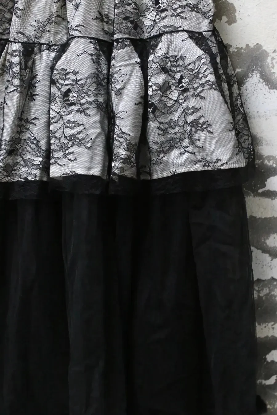 pengtai Lace Layered Rolled Midi Skirt PTW23B01-3 - Image 6