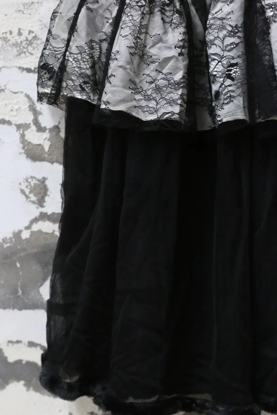pengtai Lace Layered Rolled Midi Skirt PTW23B01-3 - Image 7