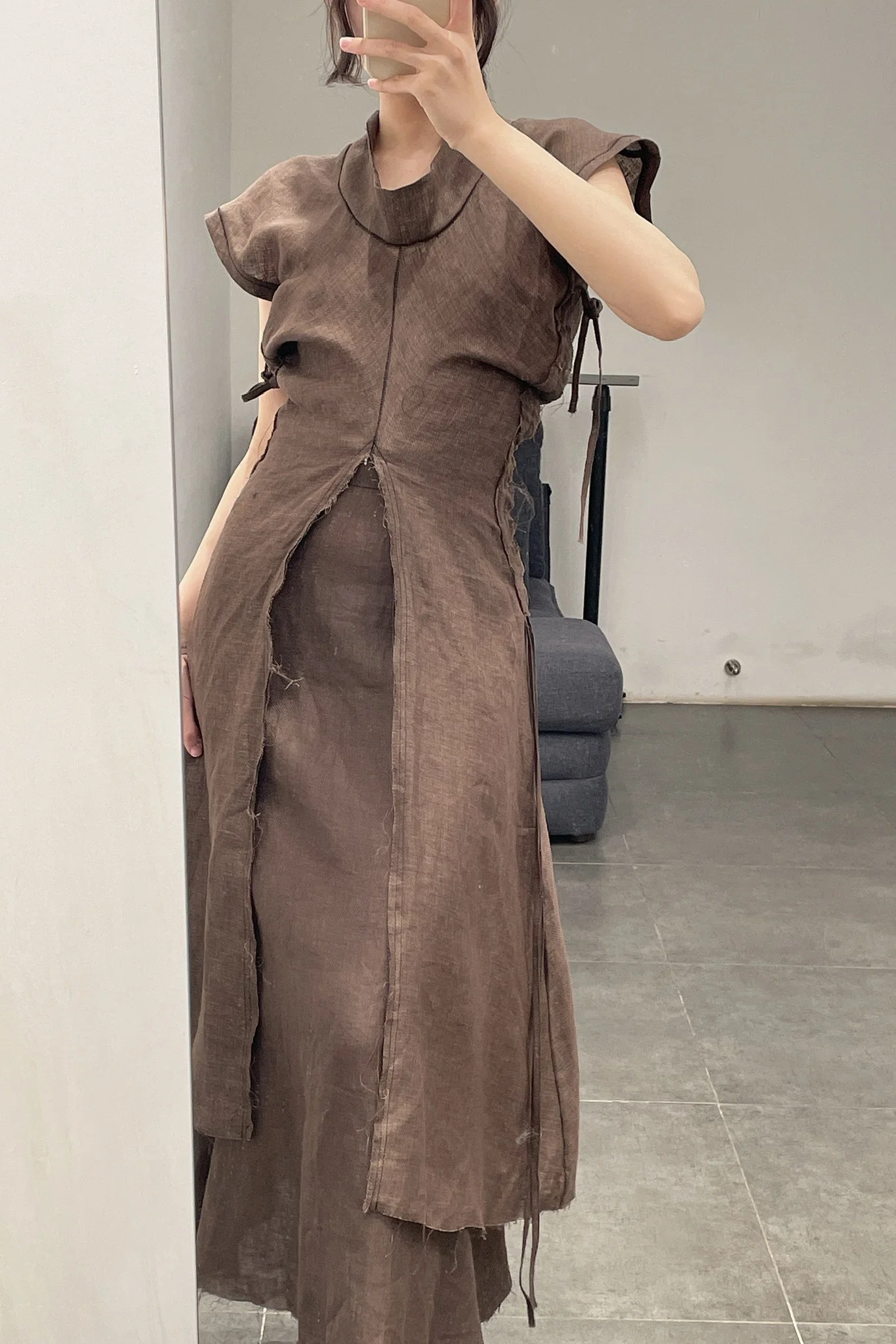 pengtai linen dyed long top S21023 - Image 3