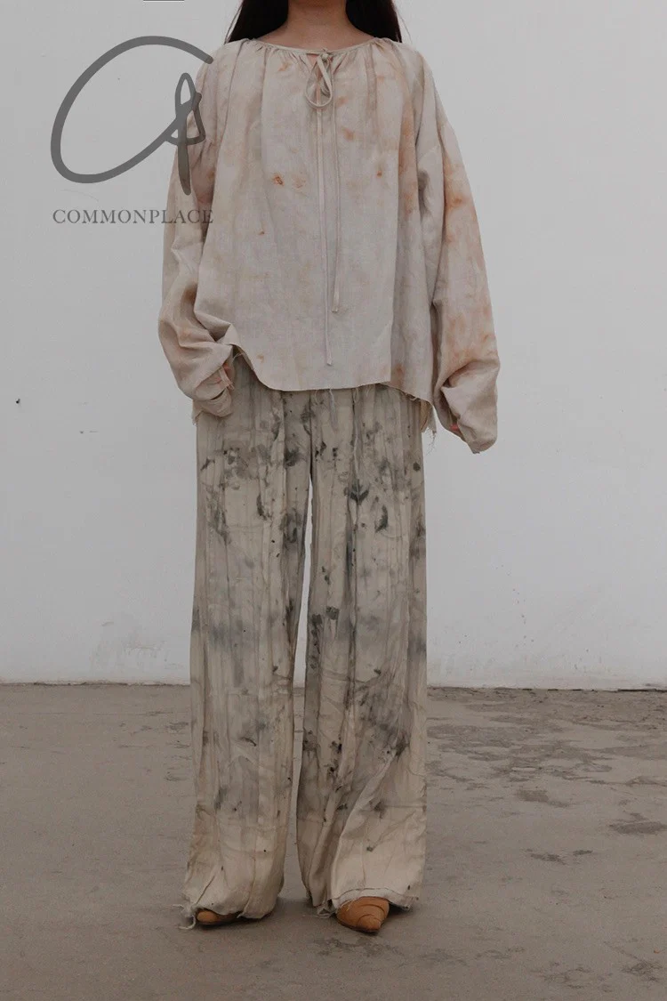 Peng Tai linen wormwood dyed casual pants France PT-W21082-HUARAN flower dyed - Image 15