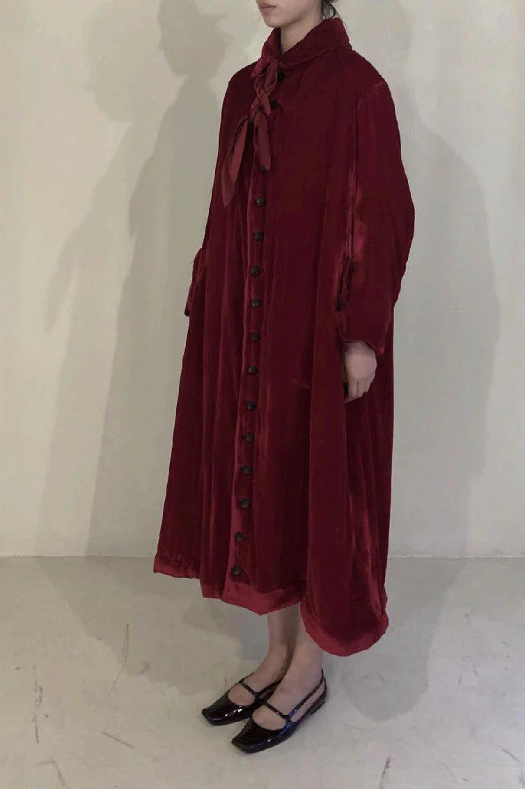 pengtai padded velvet CARVAT jacket PTW22H12 dark red - Image 2