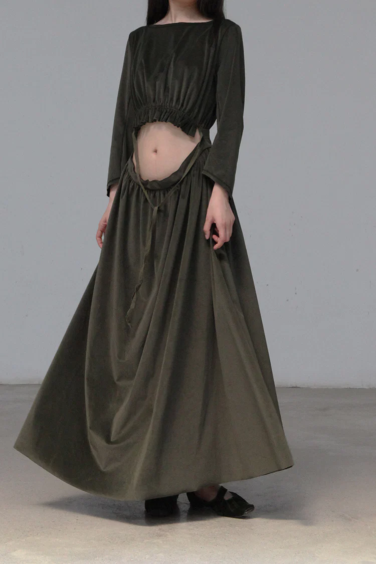 pengtai velvet dress W21042 PPT13 green - Image 2