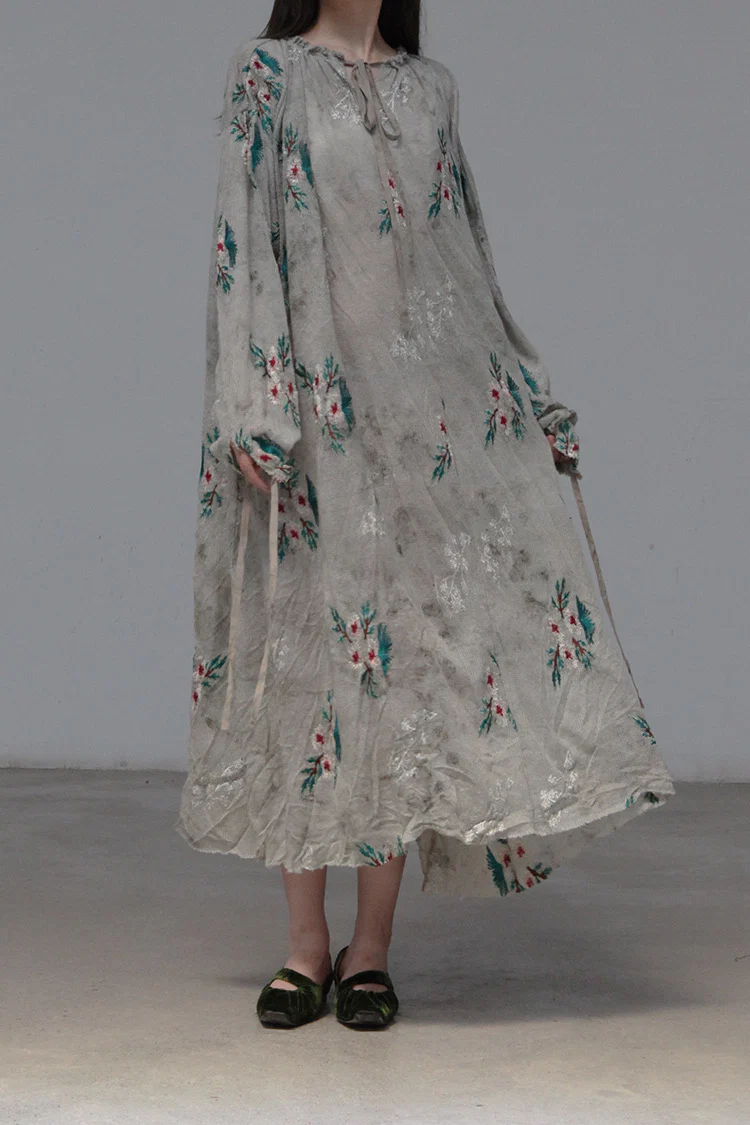 Pengtai wool jacquard wormwood dyed dress W21053 PPT2031