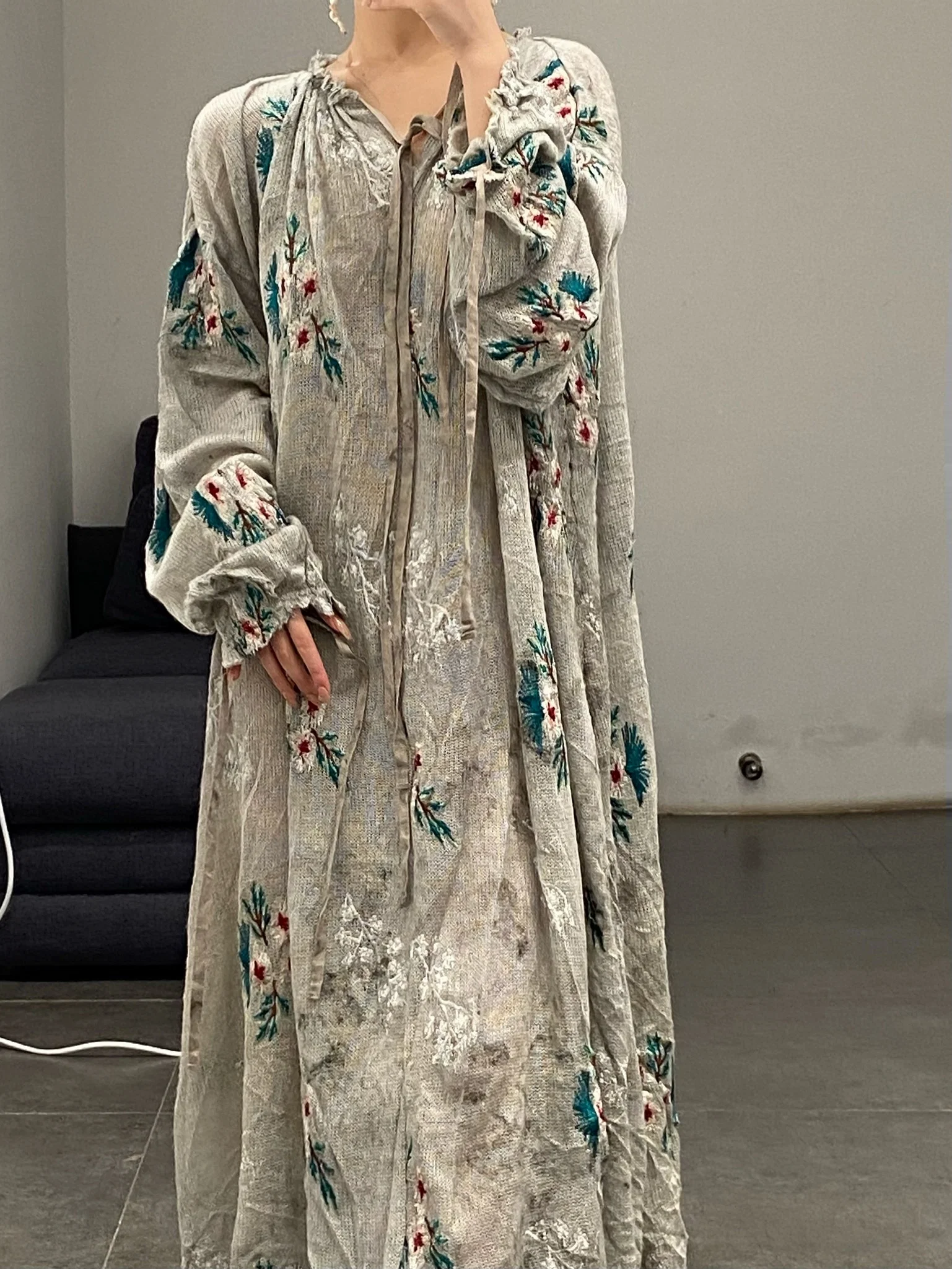 Pengtai wool jacquard wormwood dyed dress W21053 PPT2031 - Image 7