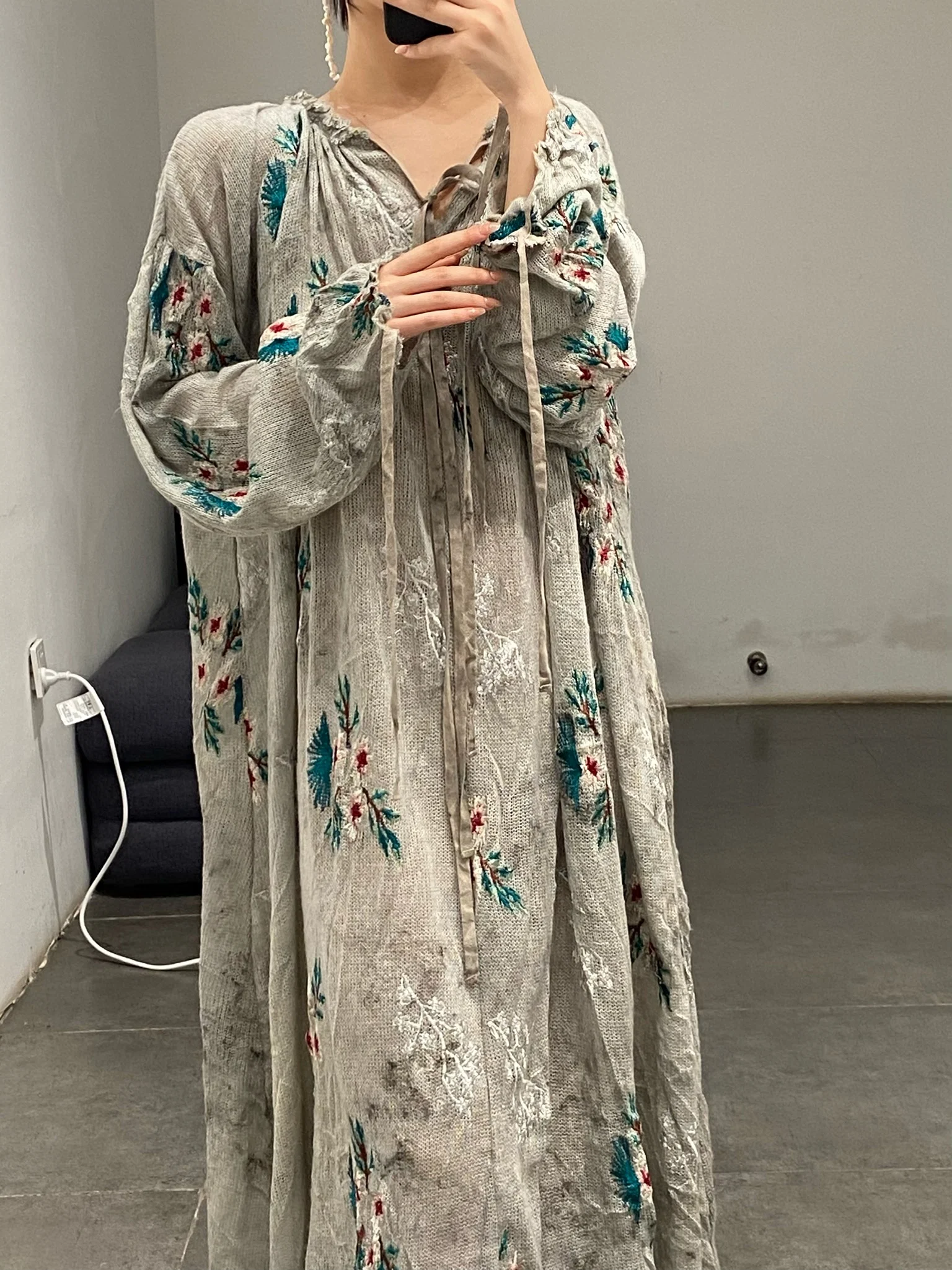Pengtai wool jacquard wormwood dyed dress W21053 PPT2031 - Image 8