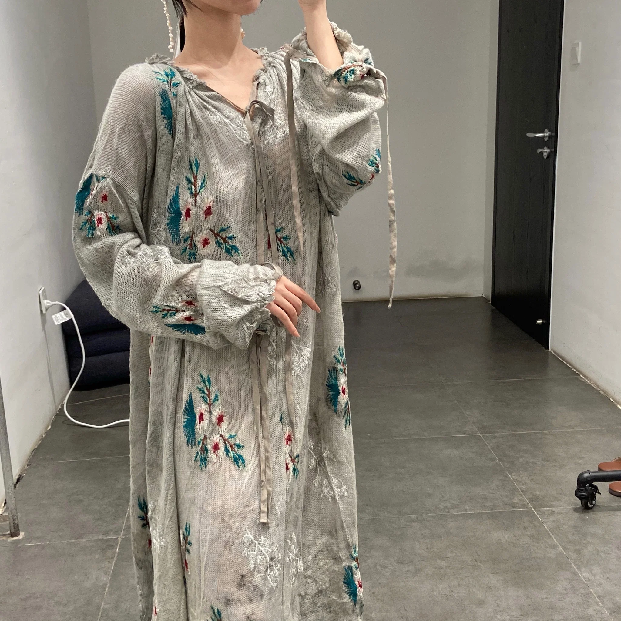 Pengtai wool jacquard wormwood dyed dress W21053 PPT2031 - Image 9