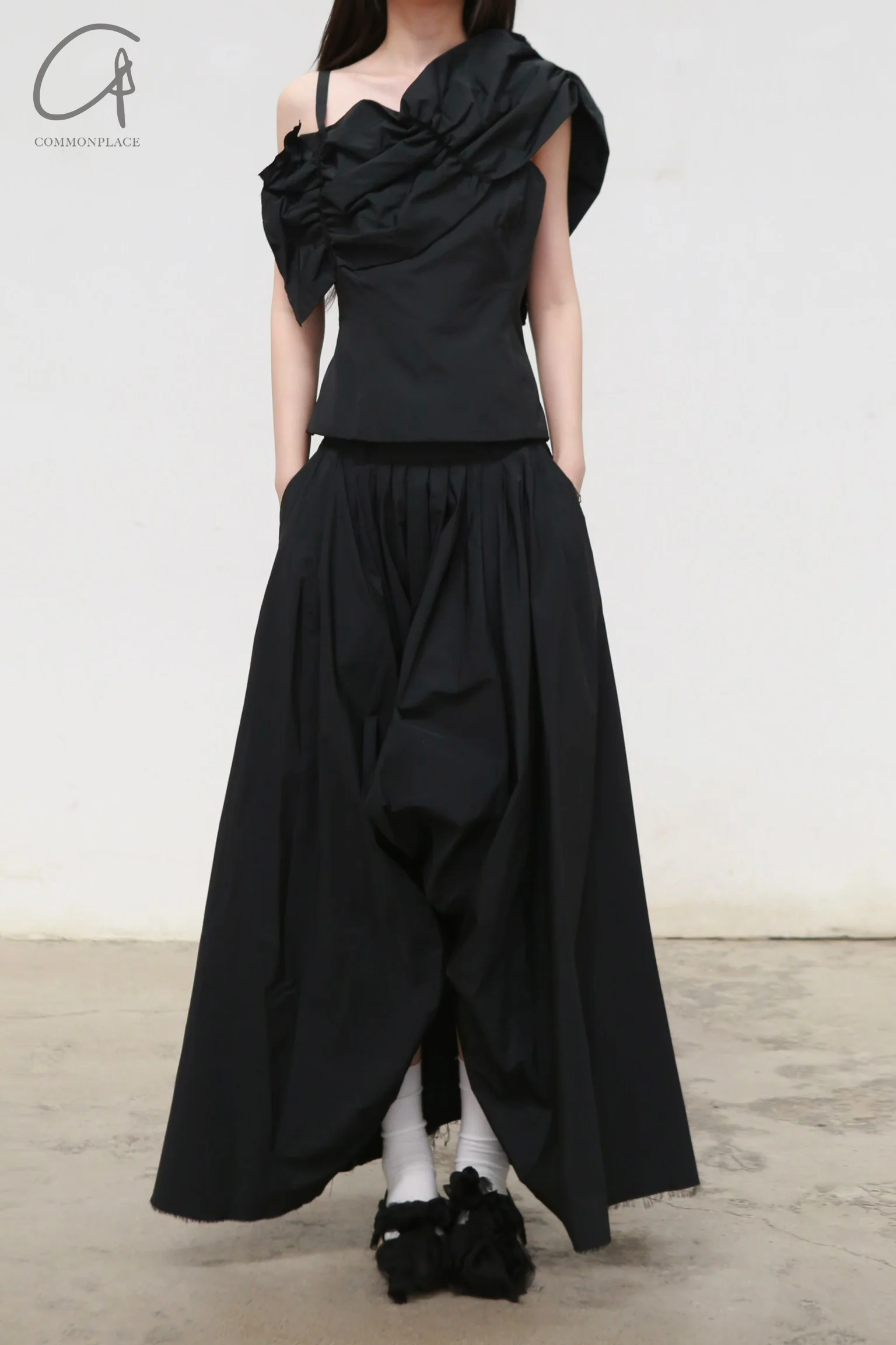 Renaissance Renaissance asymmetric draped corset RNS-THEA BUSTIER-BLACK THEA BUSTIER - Image 2