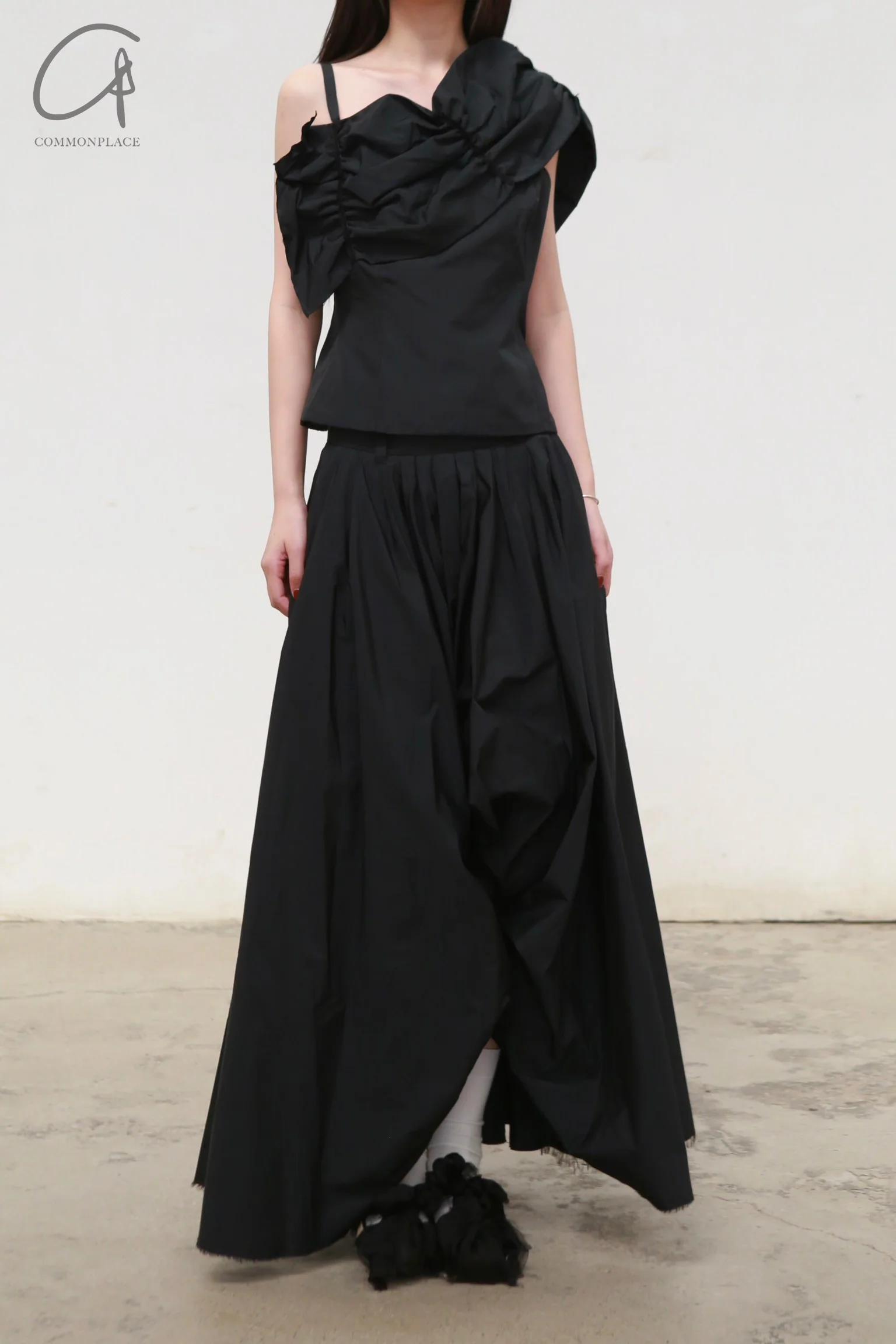 Renaissance Renaissance asymmetric draped corset RNS-THEA BUSTIER-BLACK THEA BUSTIER - Image 4