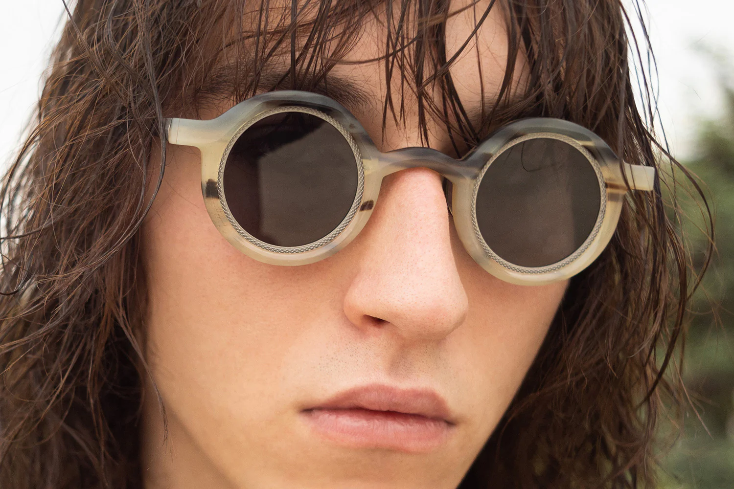 Rigards RG1062 Series Titanium Alloy Natural Horn Glasses RG-RG1062-MCYGHHP Camouflage Matte Dark Gray Lenses - Image 5