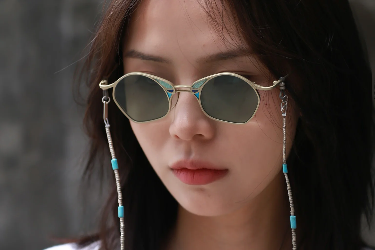 Rigards RG1031TI series pure titanium inlaid gemstone handmade glasses RG-RG1031TI-GDHKLP-F antique gray frame green lens - Image 7