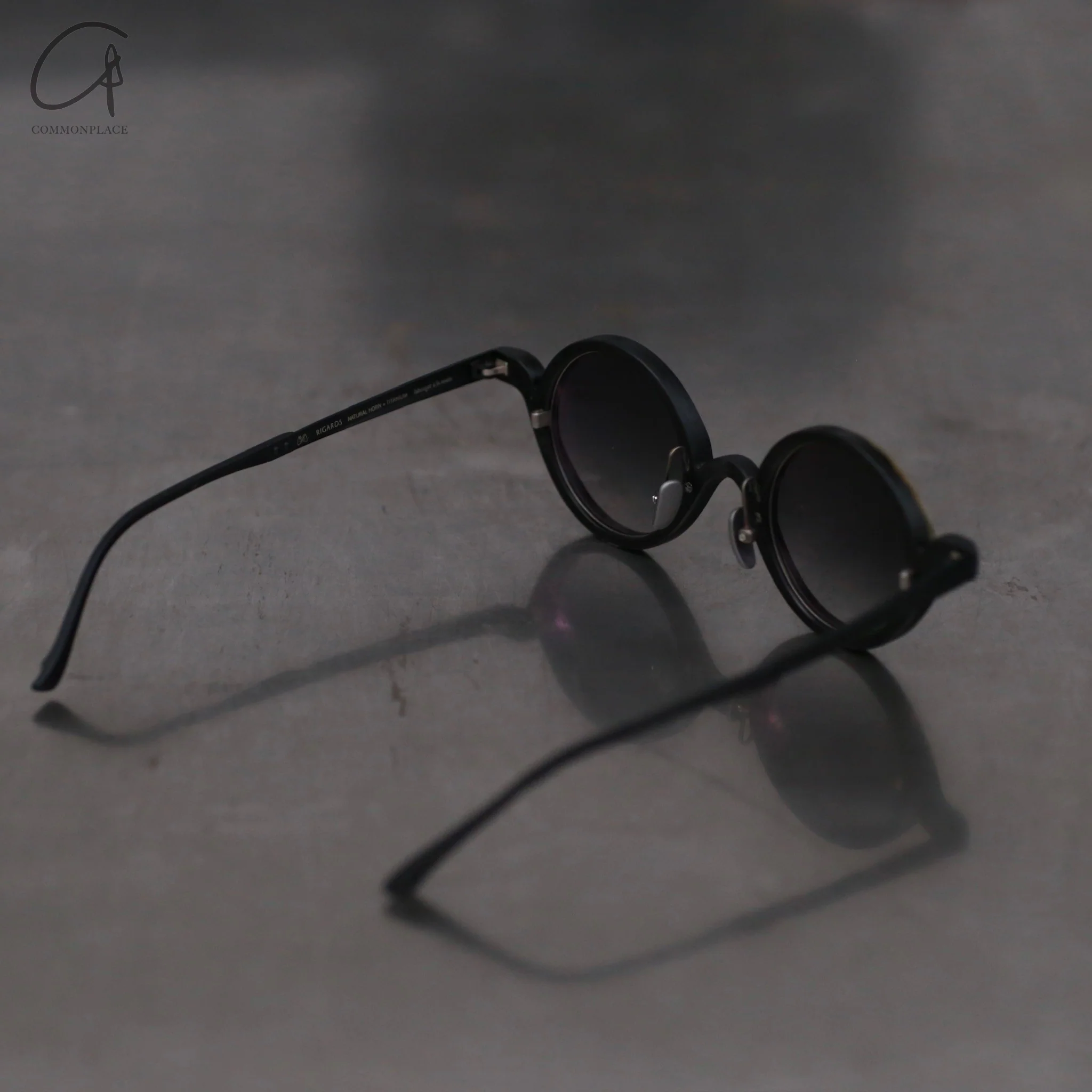 Rigards RG1061 series natural buffalo horn round frame sunglasses RG-RG1061-HBH black and white frame gray lenses - Image 4