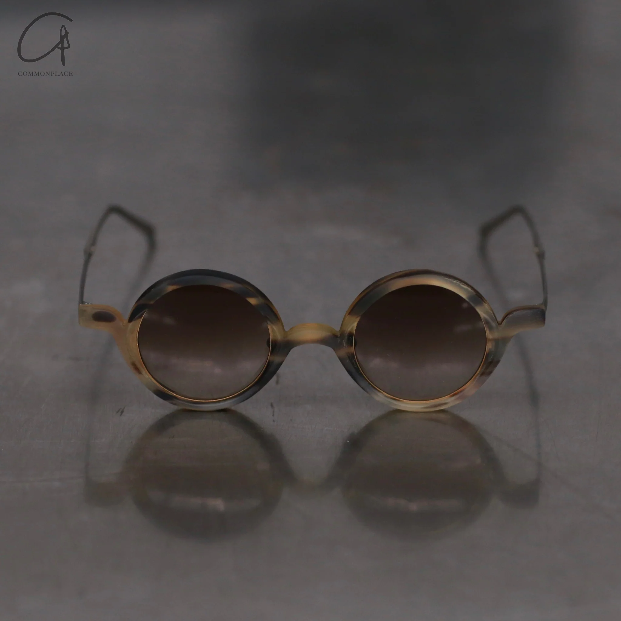 Rigards RG1061 series natural buffalo horn round frame sunglasses RG-RG1061-MKQT camouflage frame bronze lenses - Image 2