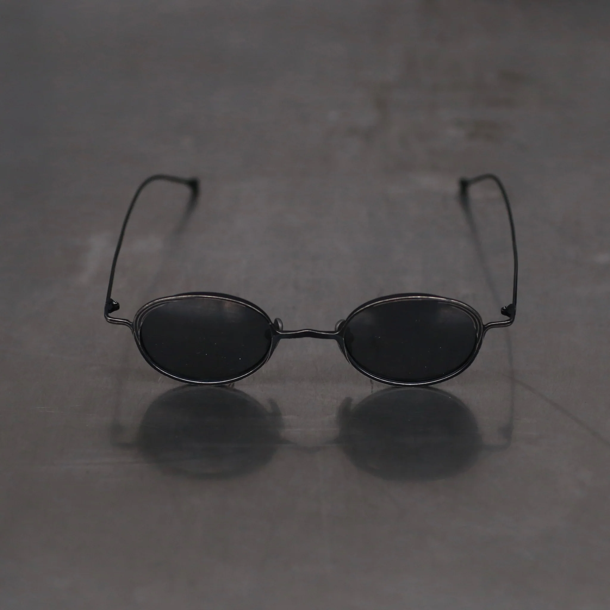 Rigards RG1076TI series oval frame sunglasses RG-RG1076TI-GDHSH antique black dark gray lenses - Image 2
