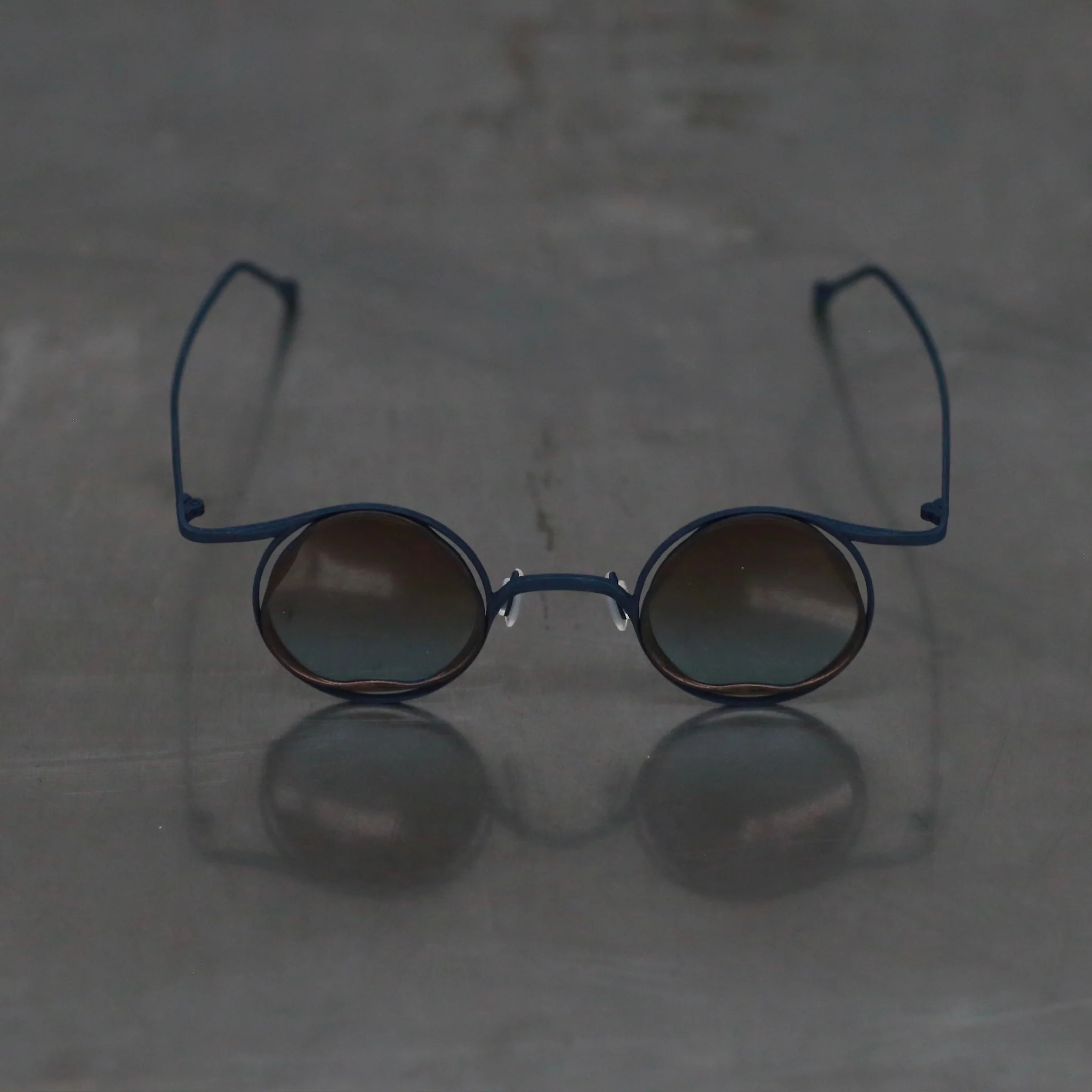 Rigards RG1078TI series titanium shaped frame sunglasses RG-RG1078TI-WYHQTKQTL Midnight black x bronze frame with bronze blue lenses - Image 2