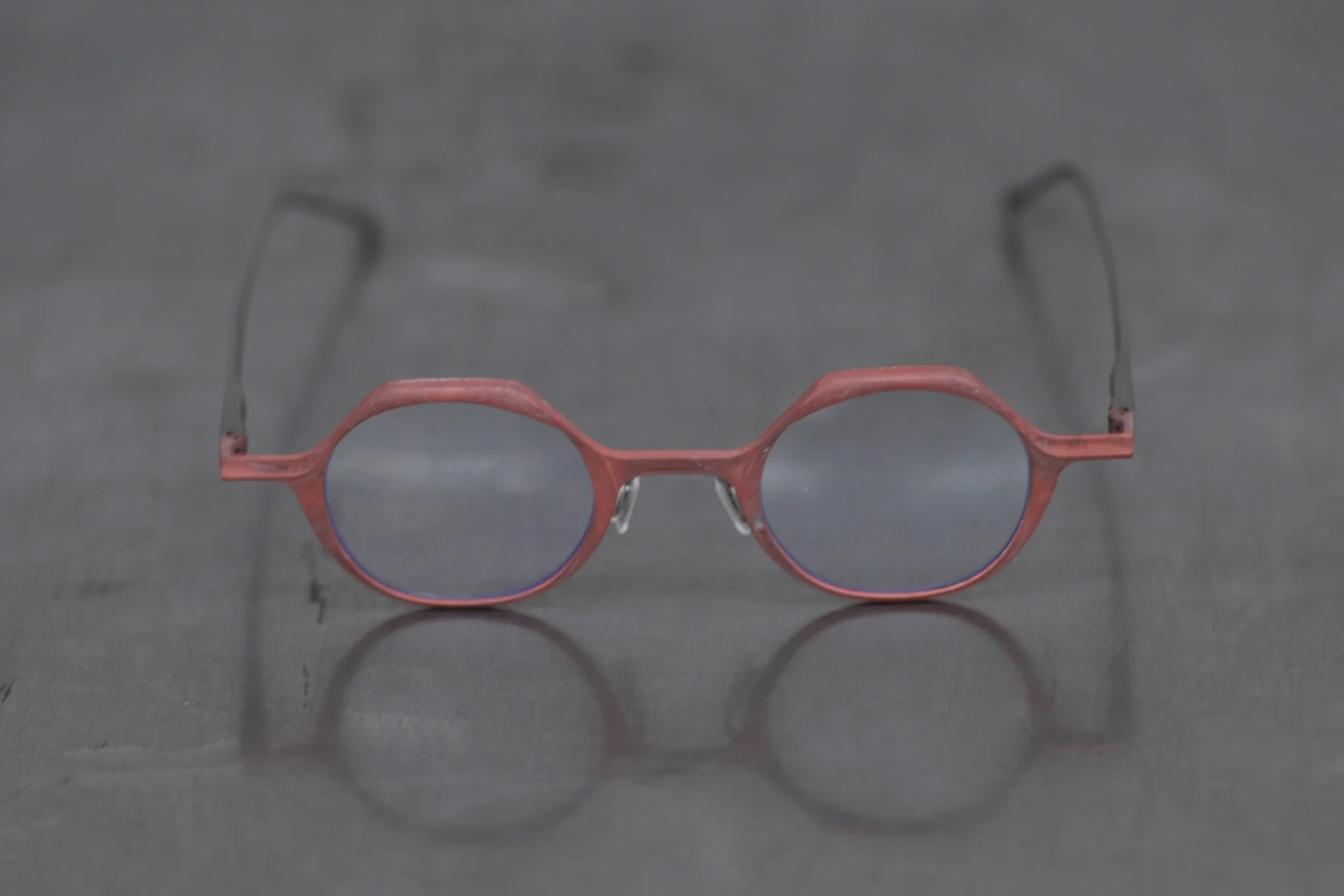 Rigards polygonal high degree handmade copper glasses RG0128CU series set RG-RG0128CU-XKTM rust color frame transparent lens - Image 2