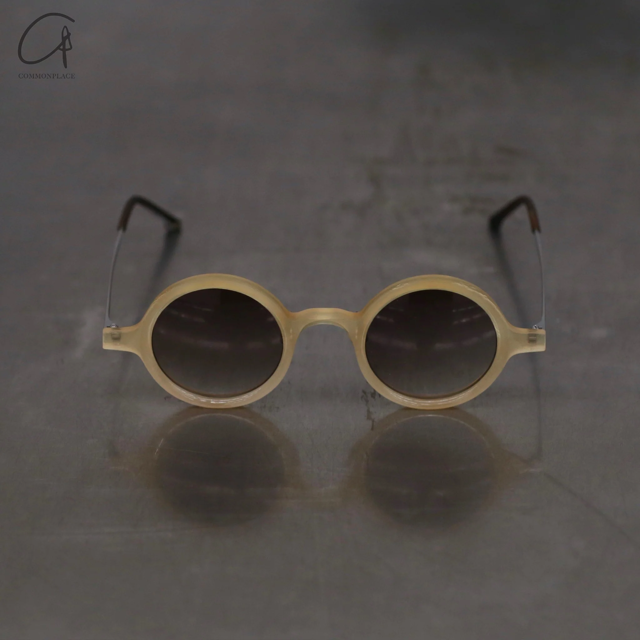 RIGARDS*UMA WANG joint horn wire cutting handmade + β titanium temples RG00UW11 series RG-RG00UW11-HPQH amber frame light gray lens - Image 2
